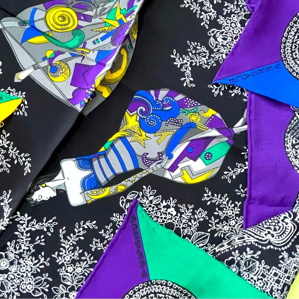 New vintage multicolored Versace large silk scarf